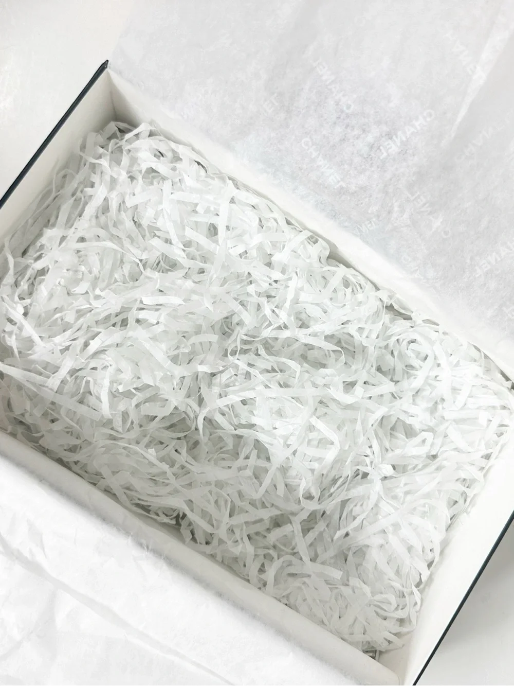 CHANEL White Gift Box with Pink Camellia Accent